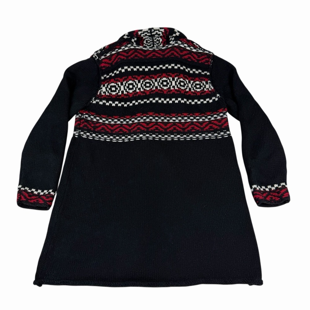 Orvis Women's Cardigan Sweater Wool Cashmere Button Front Black Red Nordic Sz Lg - Picture 3 of 8